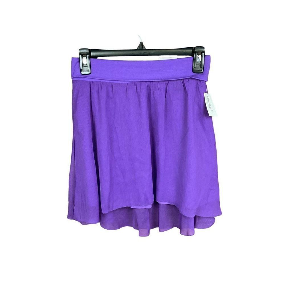 Aeropostale Mini Skirt Flare Sheer Overlay Purple Elastic Waist Junior Small